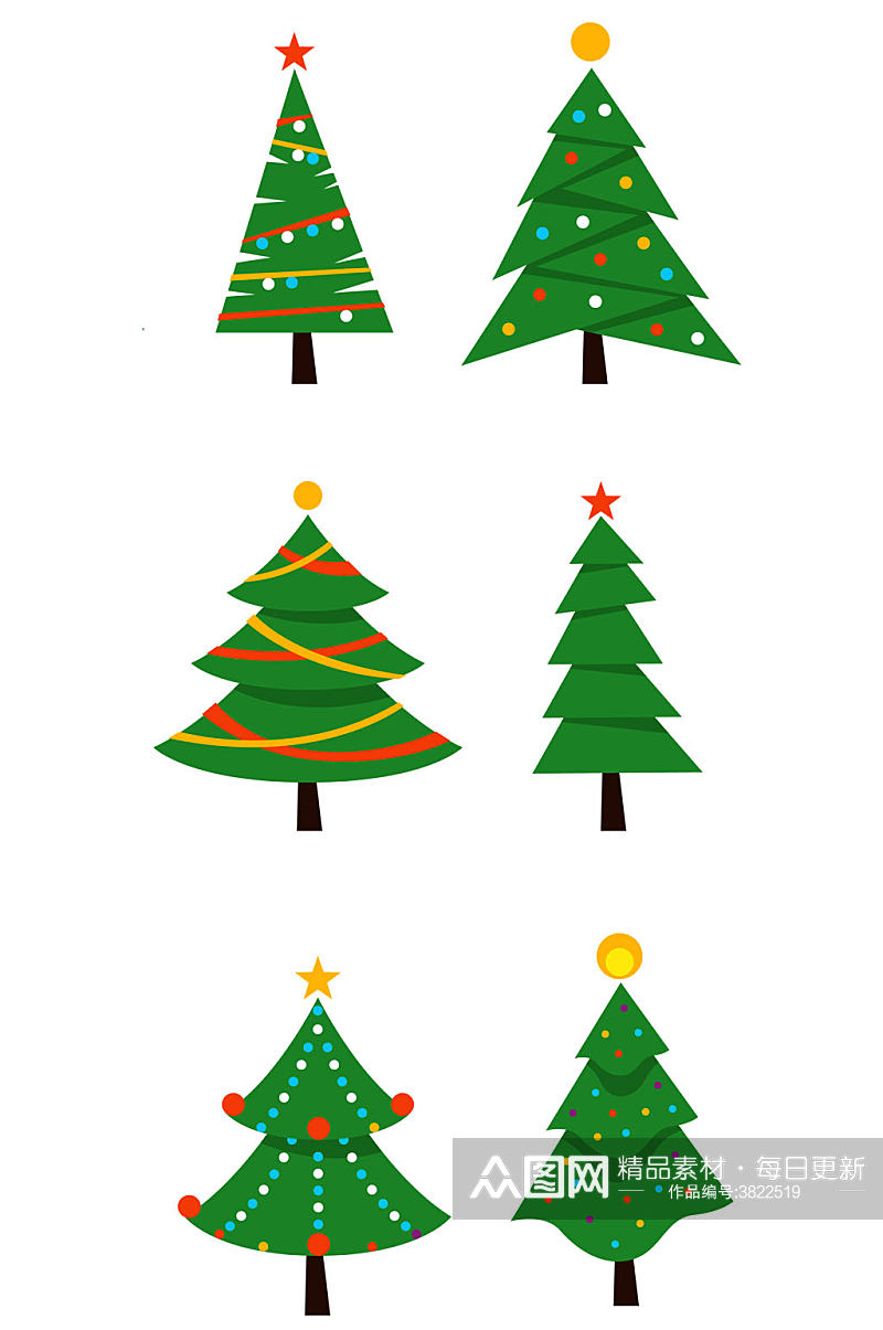手绘圣诞树大树插画免扣元素素材