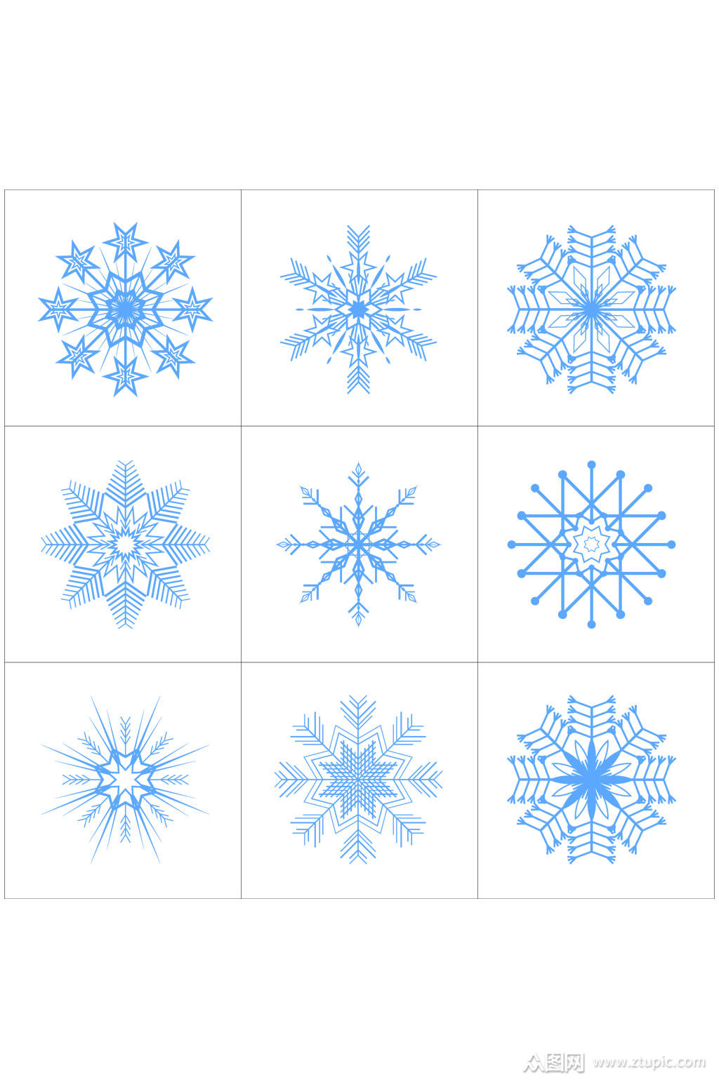 手绘图案雪花奢华风线条免扣元素素材