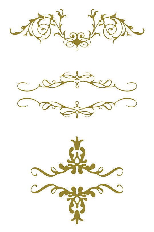 欧式古典花纹证书边框边角分割线免扣元素
