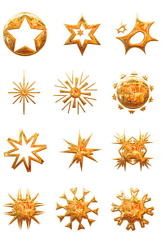 鎏金镂空流星星光图案图标装饰线条免扣元素