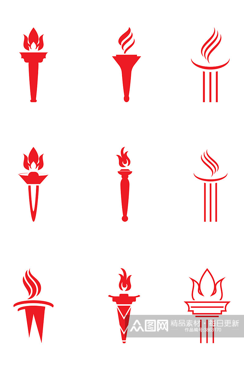 奥运火炬手绘火炬标志火焰图标免扣元素素材