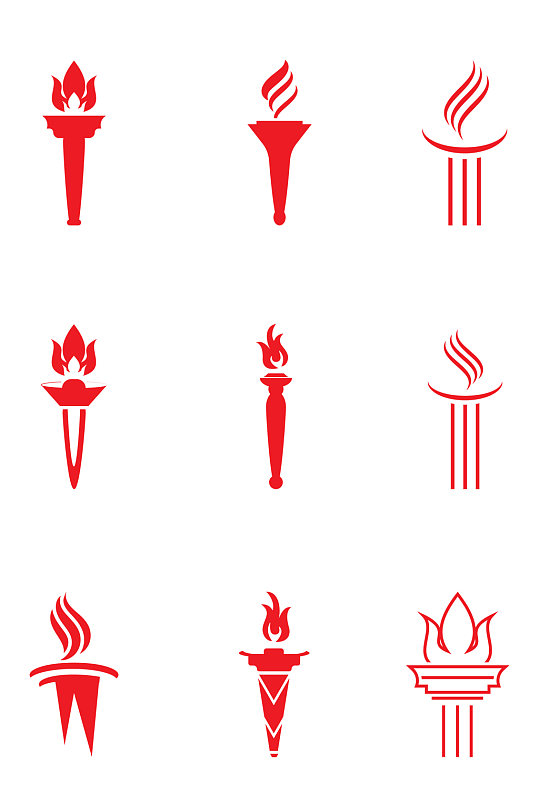 奥运火炬手绘火炬标志火焰图标免扣元素