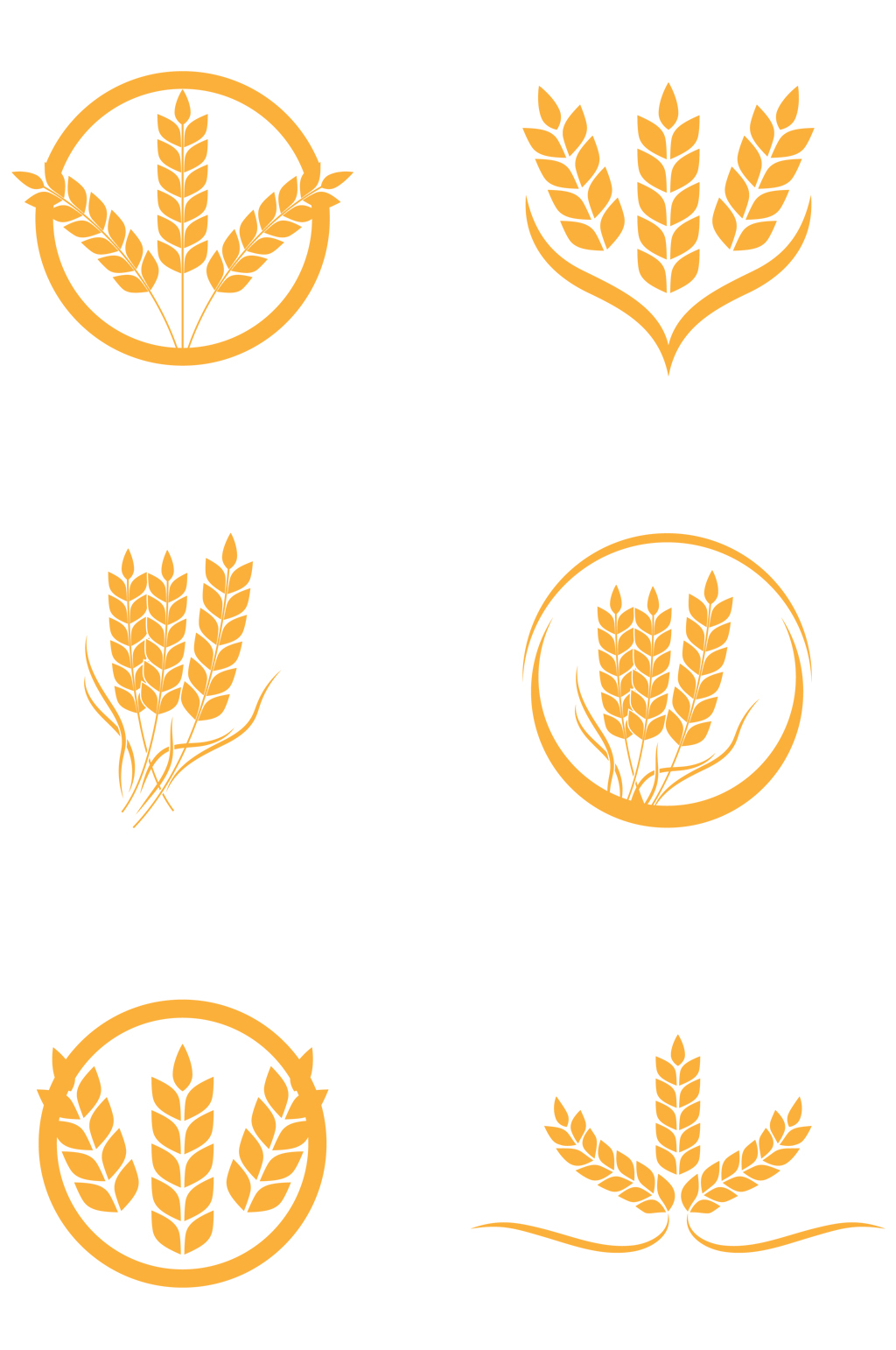 麦穗标志稻穗手绘麦穗图标免扣元素