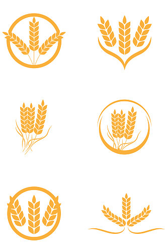 麦穗标志稻穗手绘麦穗图标免扣元素