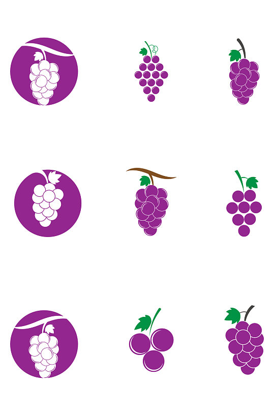 葡萄标志紫葡萄手绘葡萄图标免扣元素