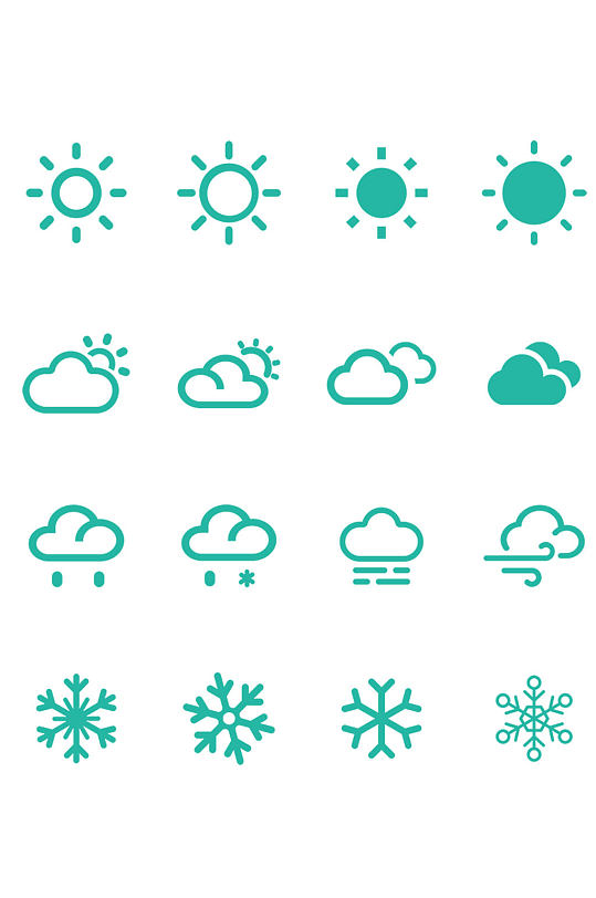 天气图标太阳云雪装饰图案标志免扣元素
