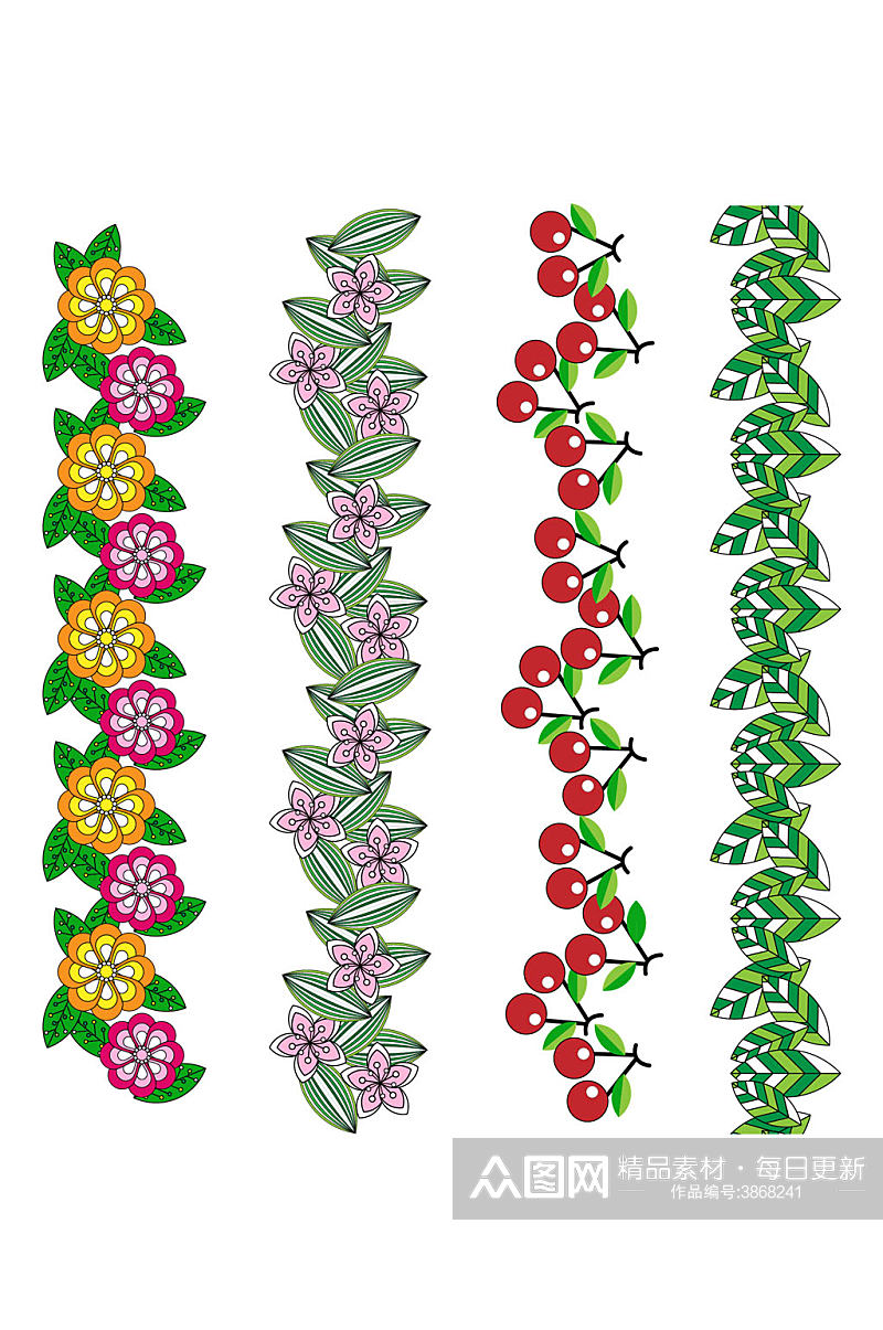 植物花卉花朵绿色叶子文艺边框纹理免扣元素素材