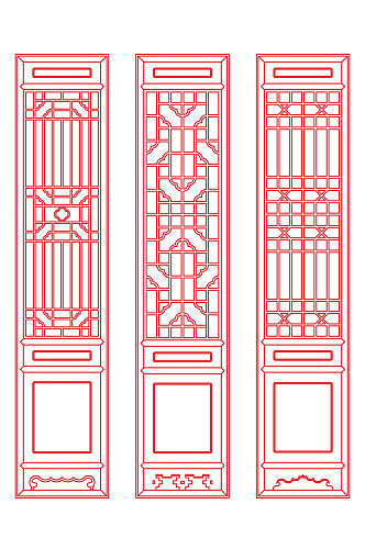 中国风红色喜庆雕花屏风装饰免扣元素