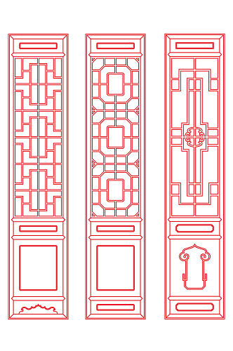 中国风红色喜庆雕花屏风装饰免扣元素