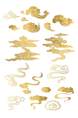 中国风中式传性祥云纹线条纹理装饰免扣元素