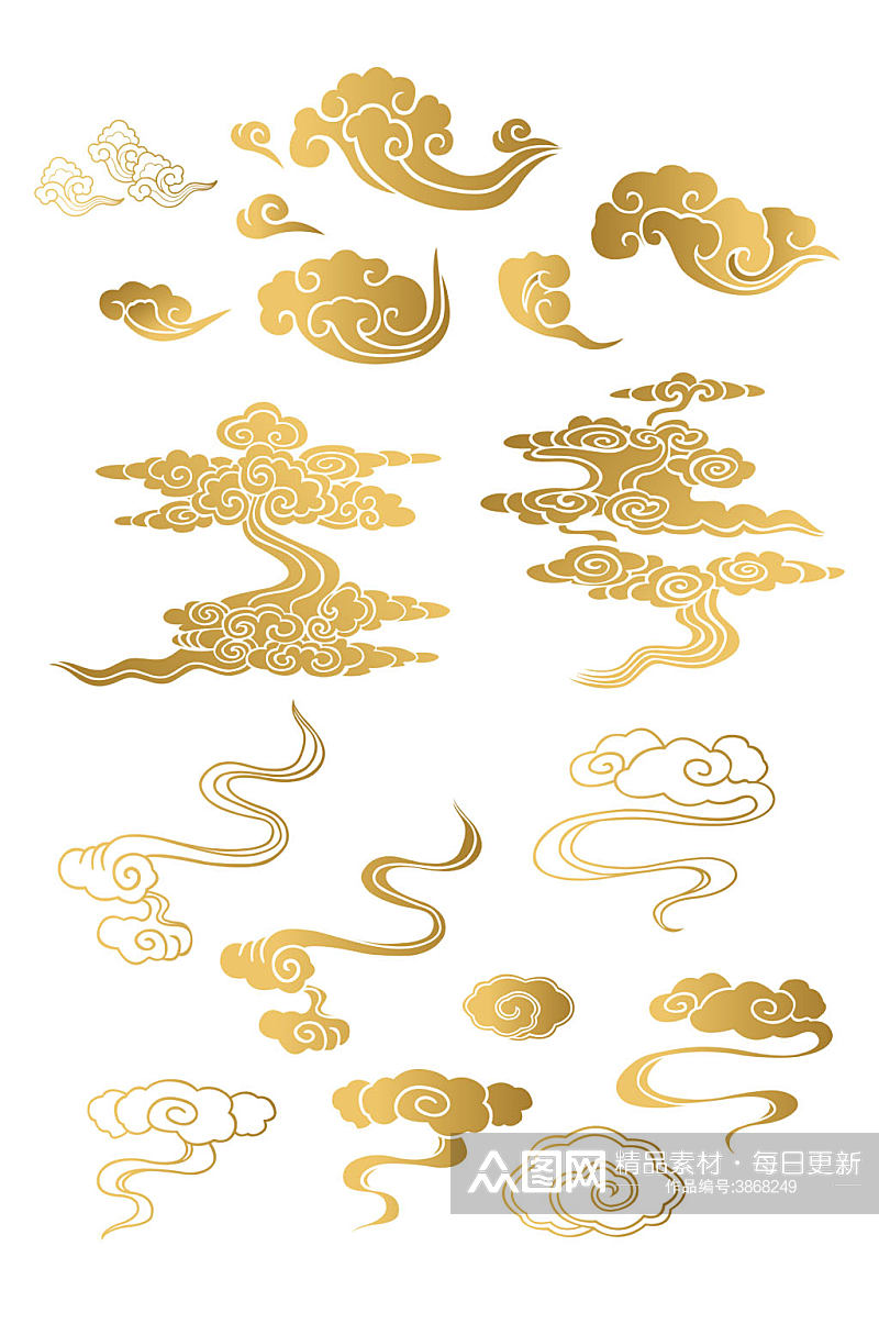 中国风中式传性祥云纹线条纹理装饰免扣元素素材