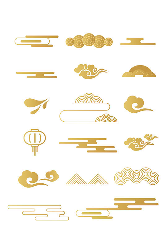 中国风中式传统祥云纹线条纹理装饰免扣元素