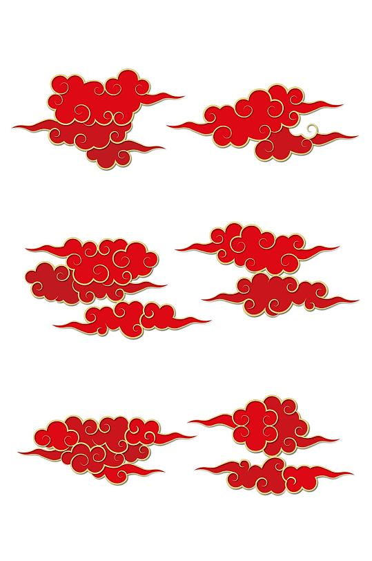 国潮国风祥云装饰图案新年喜庆云纹免扣元素