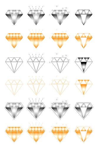 常用高贵鎏金渐变钻石图案图标装饰免扣元素