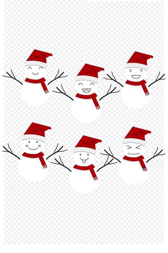 可爱雪人红帽红围巾新年圣诞节免扣元素