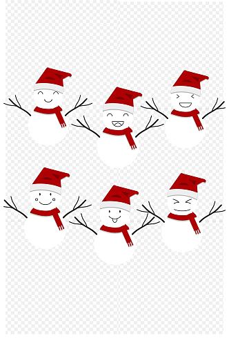 可爱雪人红帽红围巾新年圣诞节免扣元素