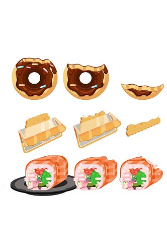 美食零食食物饼干寿司卡通动画道具免扣元素