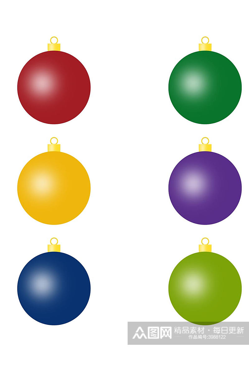 圣诞节装饰小球彩色免扣元素素材