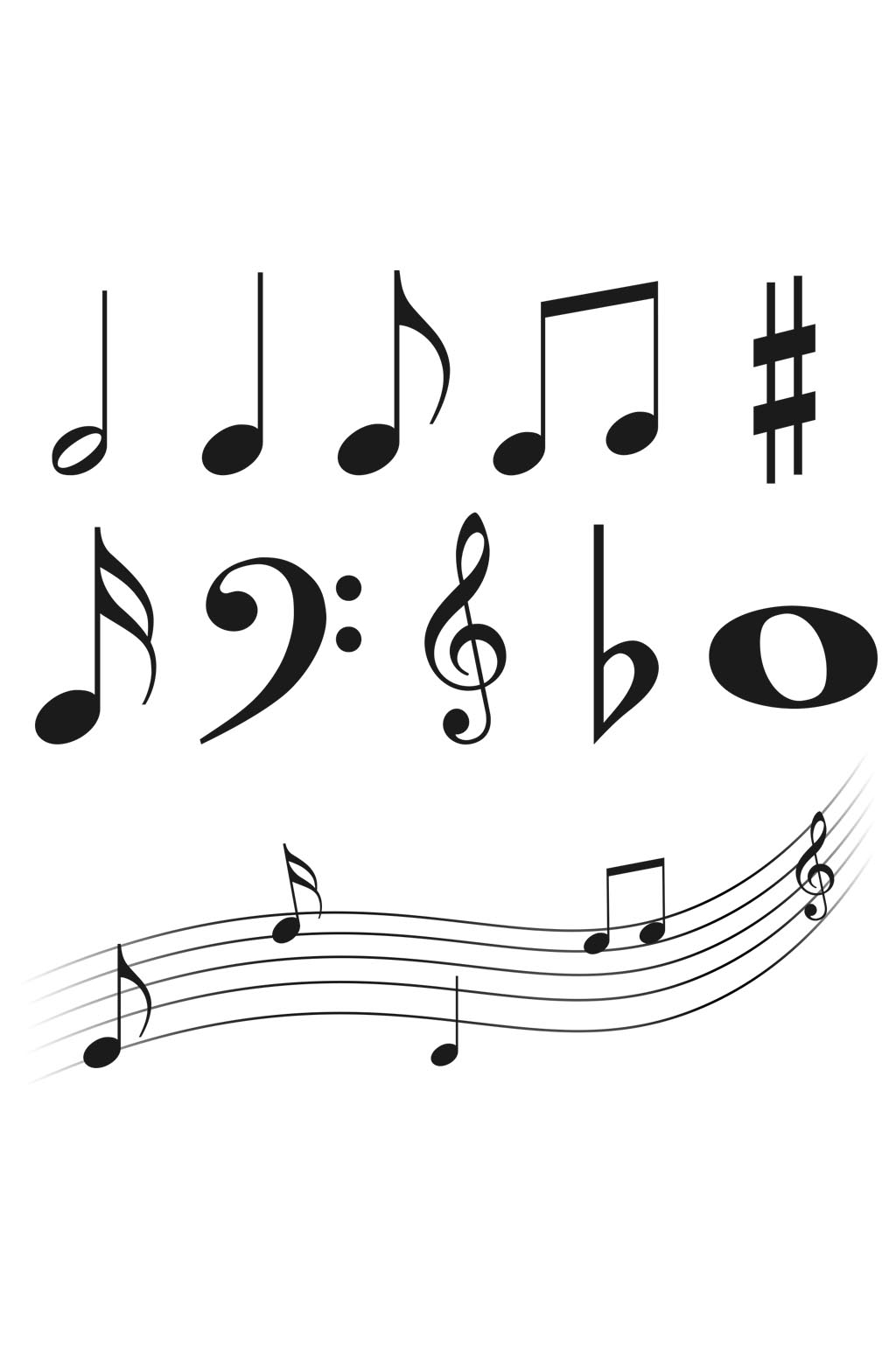 乐谱音符图标合集五线谱音乐装饰卡