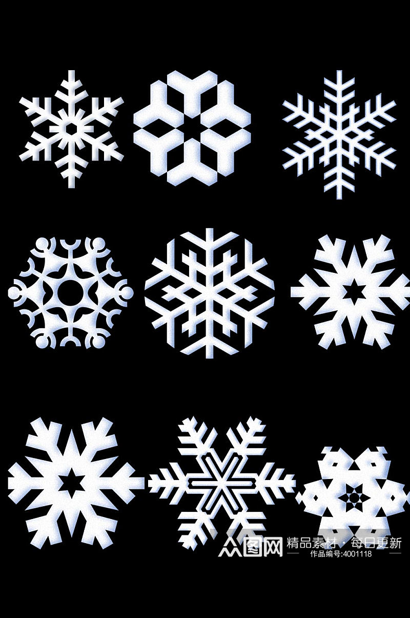 冬季下雪天圣诞节大雪立体雪免扣元素素材
