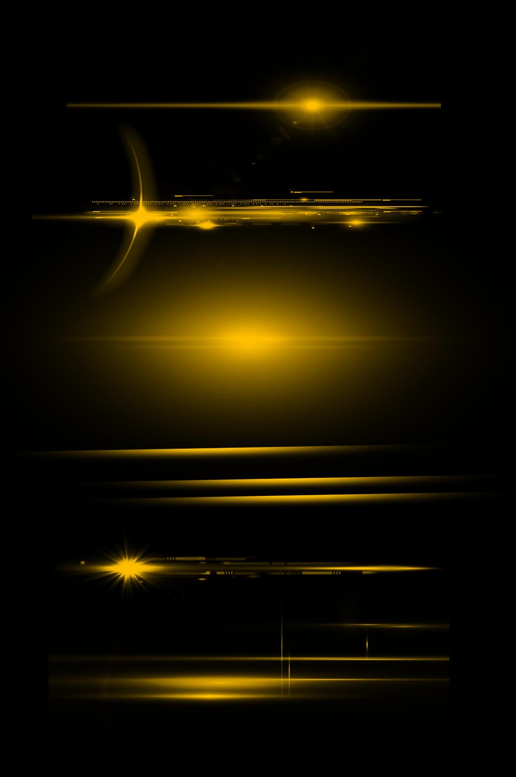 发光金色光效果集镜头耀斑闪光线免扣元素