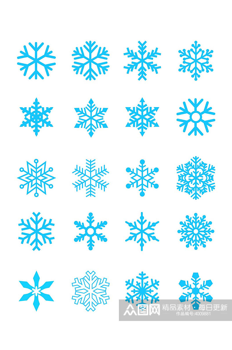 雪花图标卡通雪花简笔画冬季下雪免扣元素素材