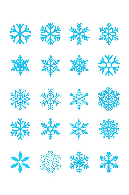 雪花图标卡通雪花简笔画冬季下雪免扣元素