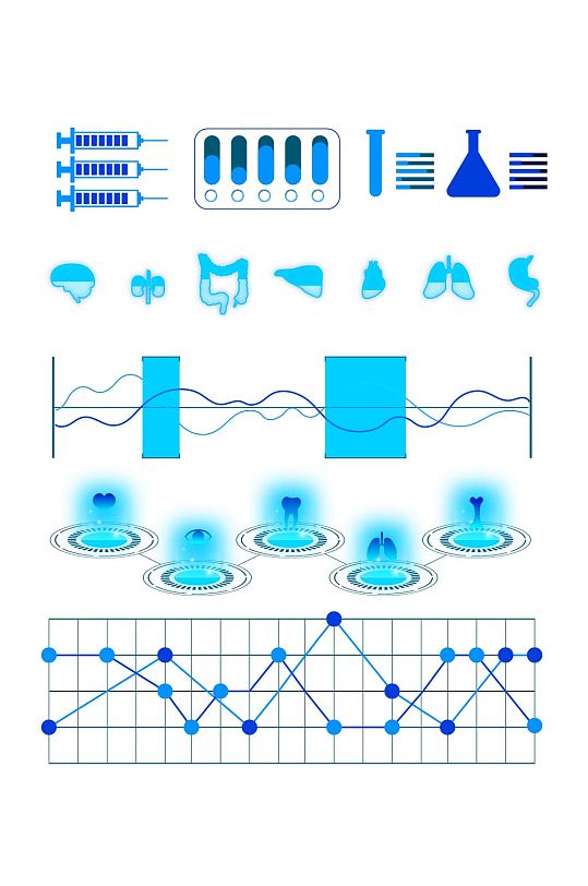 蓝色医药医学科技元素免扣元素