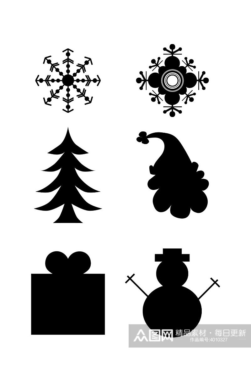 圣诞节节雪花雪人礼盒松树海报免扣元素素材