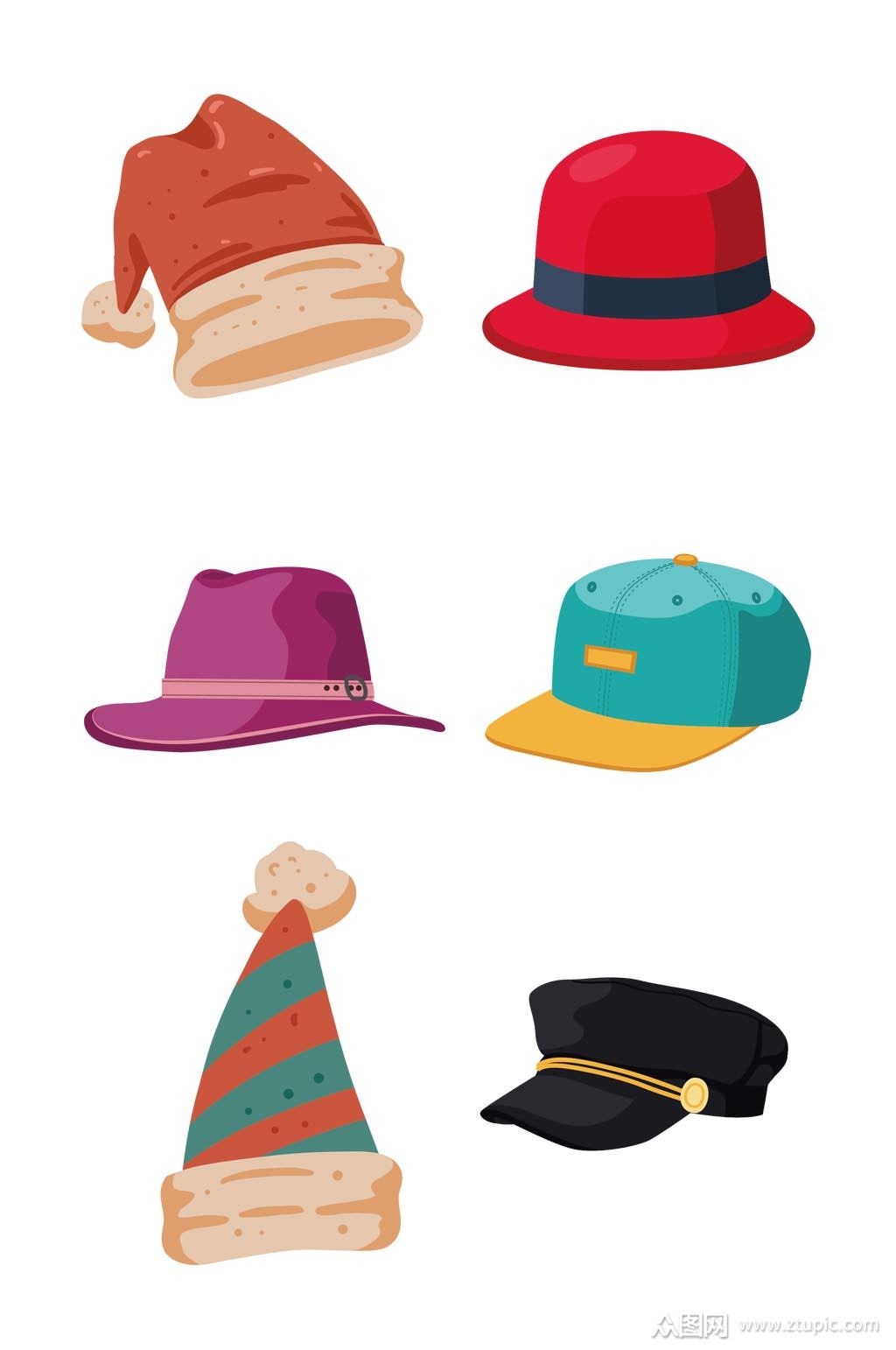 各种卡通风格帽子素材免扣元素素材