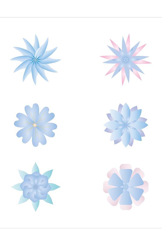 蓝色小清新花朵装饰图免扣元素