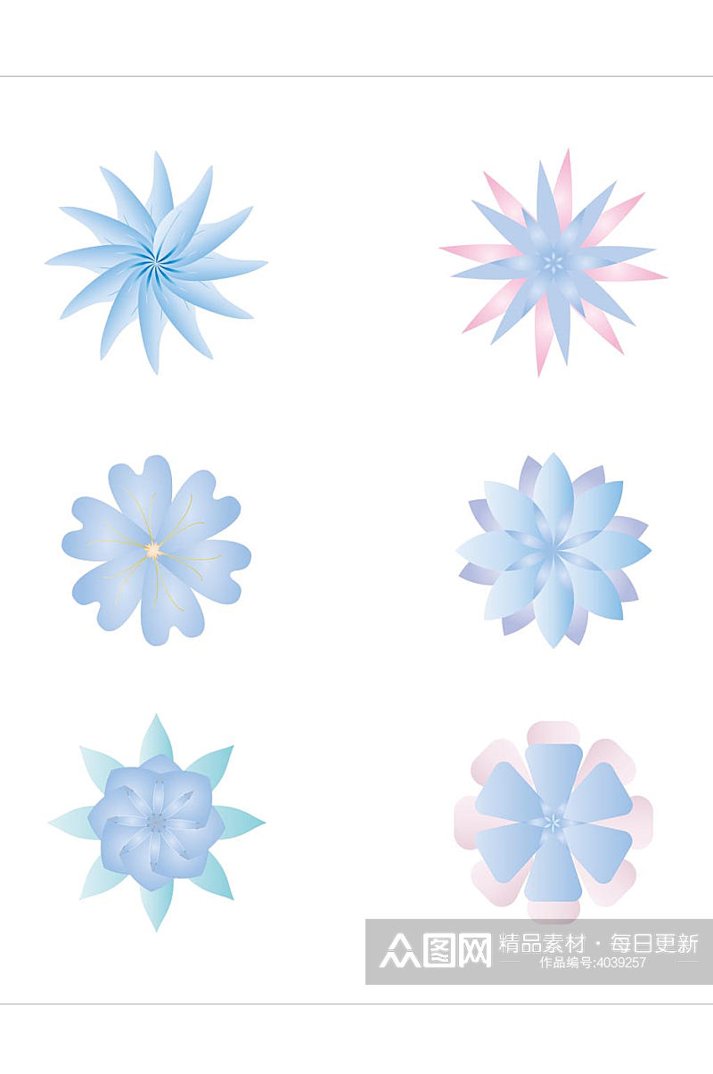 蓝色小清新花朵装饰图免扣元素素材