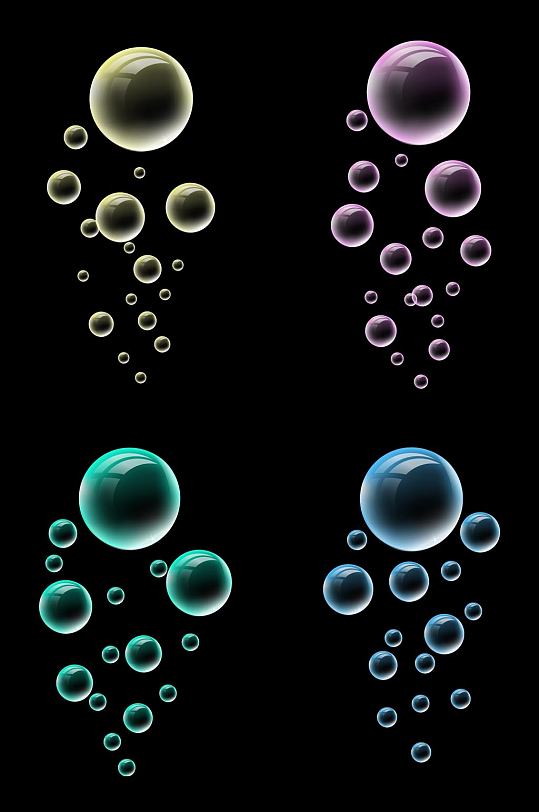 彩色泡泡透明水气泡水珠详情页素材免扣元素