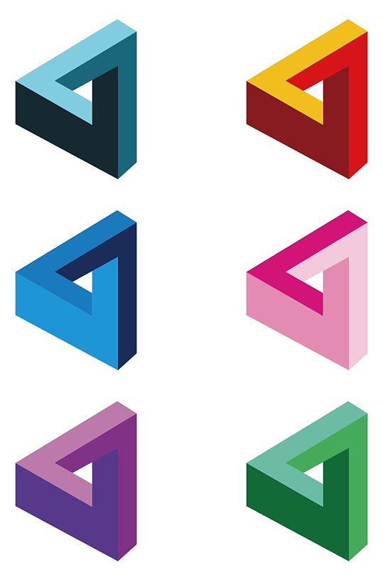 立体三角循环错位渐变素材元素免扣元素