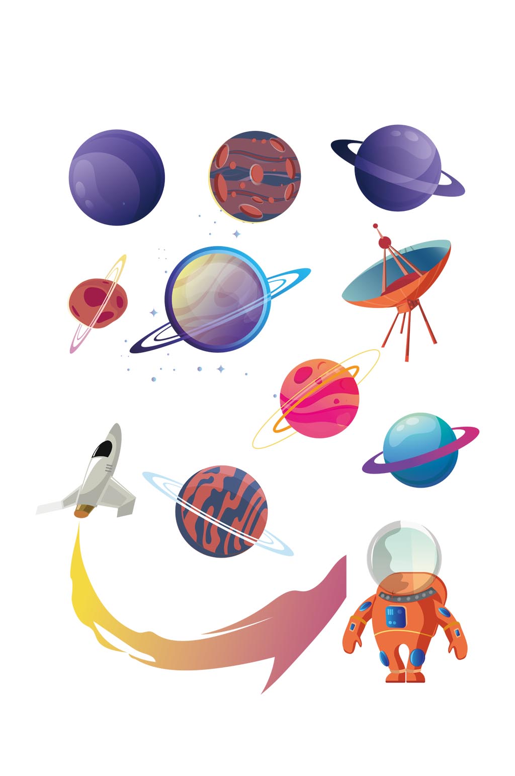 太空星球宇宙航天空天元素设计免扣元素素材