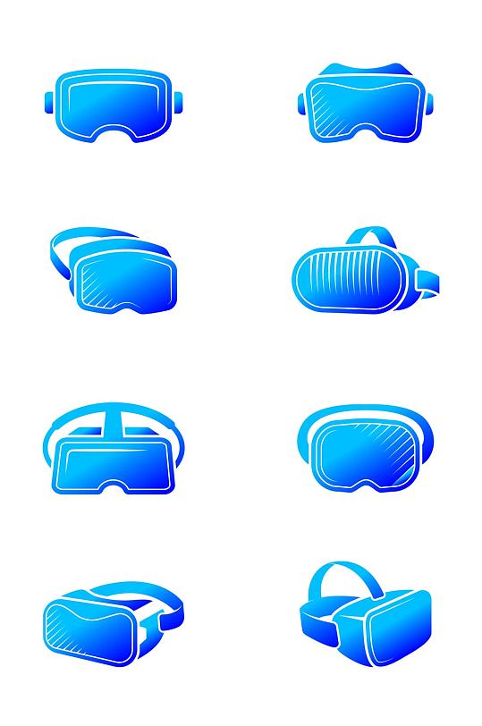VR眼镜手绘VR游戏VR图标免扣元素