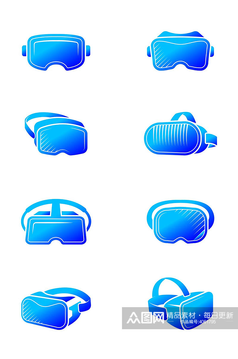 VR眼镜手绘VR游戏VR图标免扣元素素材