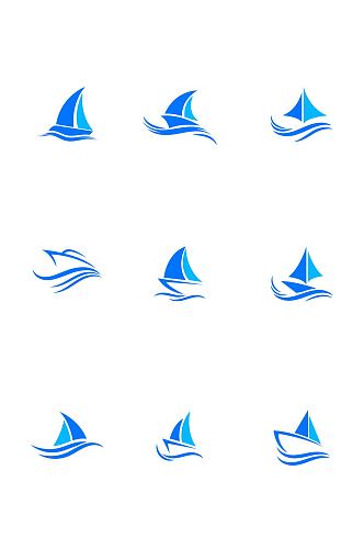 帆船标志船手绘帆船图标免扣元素