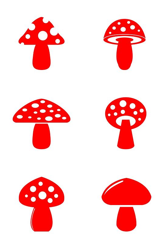 蘑菇香菇卡通蘑菇剪影蘑菇图标免扣元素