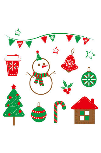 卡通可爱圣诞节雪花装饰图案图免扣元素