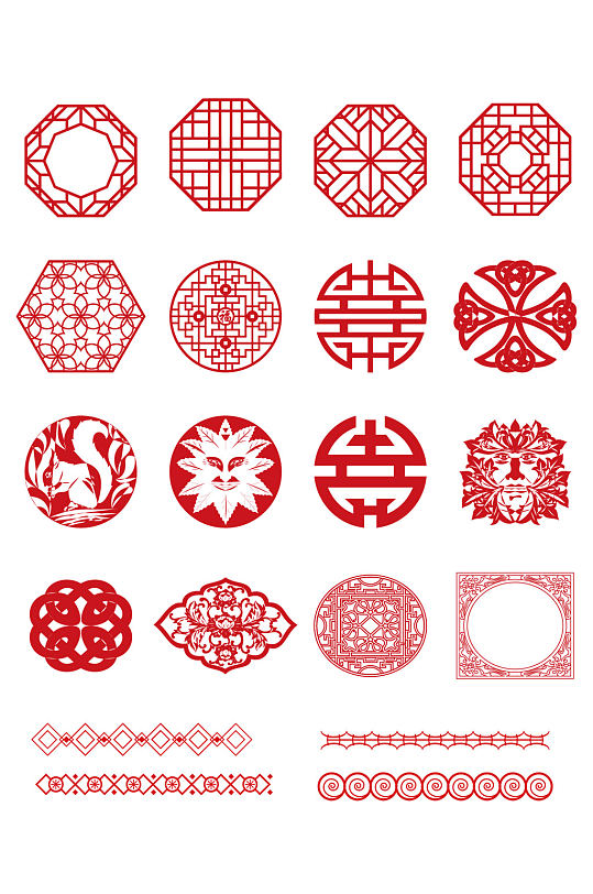 中国风装饰底纹边框古典底纹免扣元素