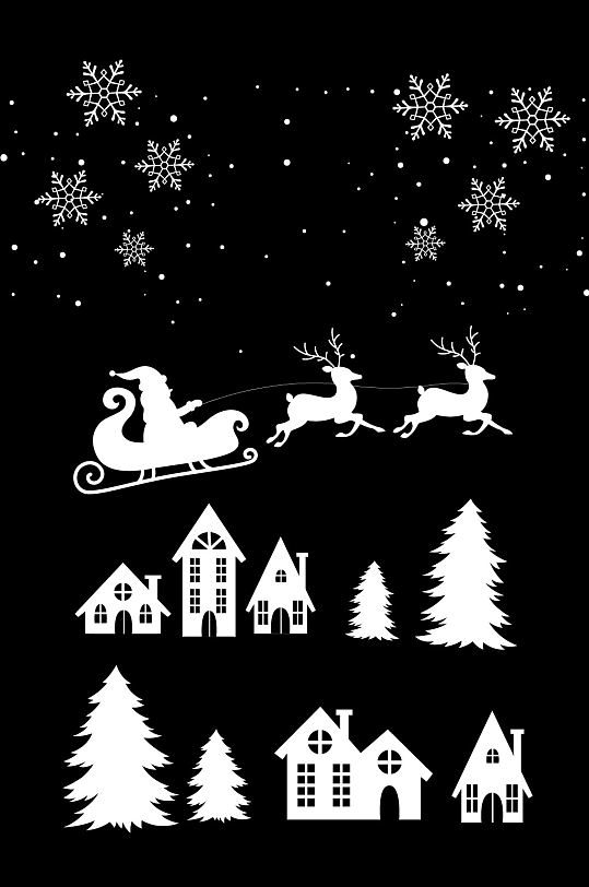 圣诞节雪花圣诞老人驯鹿元素海报免扣元素