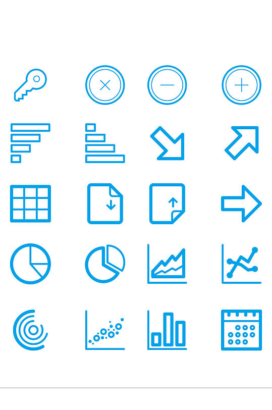 蓝色简约电子商务常用图标免扣元素-众图网