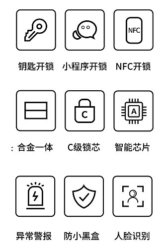 智能锁开锁方式图标其他指纹锁图标免扣元素