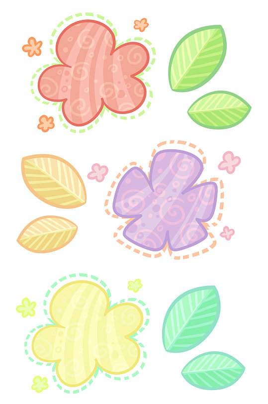 小清新花卉植物框花朵装饰图案免扣元素