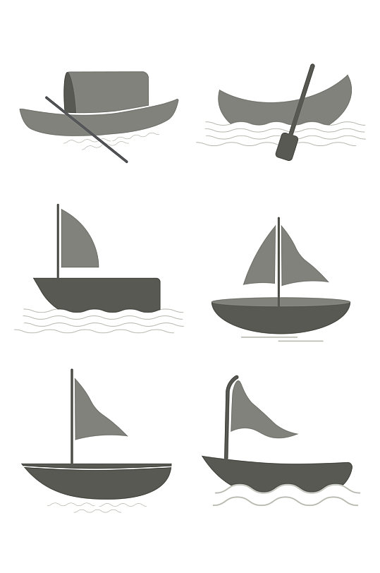 中国风小船小舟中式水纹船只装饰免扣元素