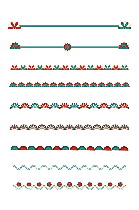 中式国潮花纹花瓣纹理分割线免扣元素