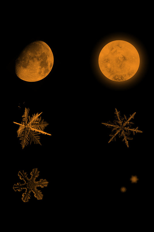 太阳月球冰晶雪花免扣元素