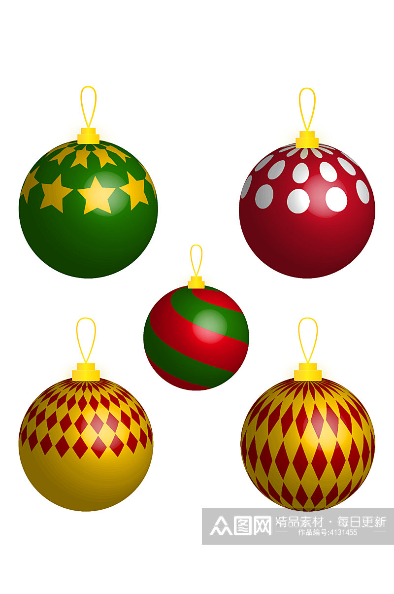 多色圣诞装饰圆球免扣元素素材
