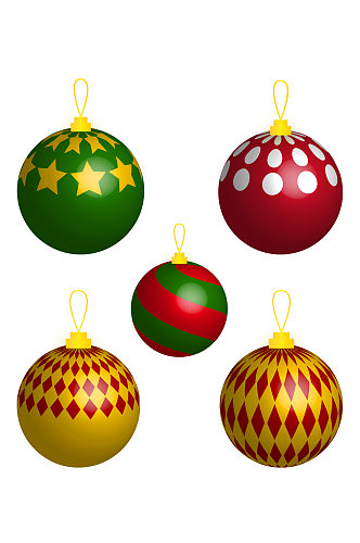 多色圣诞装饰圆球免扣元素